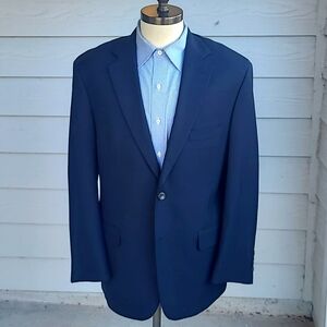 ALLEN EDMONDS Recent Italy Dark Navy Blue Wool Mens Sz 42 R Sport Coat Blazer